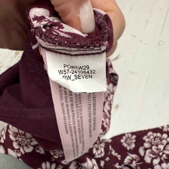 Band Of Gypsies Blouse Top Bodysuit XS Burgundy Vintage Floral Long Bell Sleeve - Picture 10 of 13